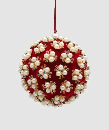 Decoração Bola Perolas Elizabeth 10cm - Vermelho