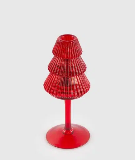 Castiçal Calice Pinheiro 19cm - Vermelho